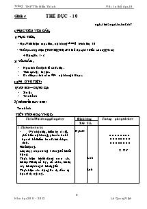 Giáo án Thể dục Lớp 10 - Tiết 1 đến Tiết 8 - Năm học 2011-2012