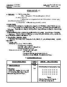 Giáo án Thể dục Lớp 10 - Tiết 12 - Năm học 2013-2014 - Châu Đức Quang