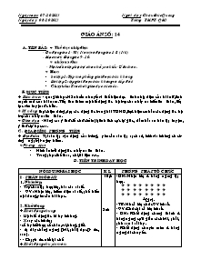 Giáo án Thể dục Lớp 10 - Tiết 14 - Năm học 2013-2014 - Châu Đức Quang