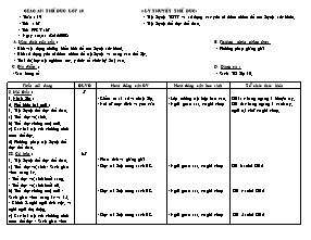 Giáo án Thể dục Lớp 10 - Tiết 37: Lí thuyết thể dục