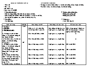 Giáo án Thể dục Lớp 10 - Tiết 46: Lí thuyết thể dục