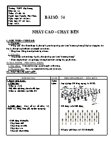 Giáo án Thể dục Lớp 10 - Tiết 54: Nhảy cao - Chạy bền - Năm học 2010-2011