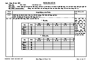 Giáo án Thể dục Lớp 10 - Tiết 70