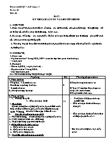 Giáo án Thể dục Lớp 11 - Tiết 30, Bài 7: Kĩ thuật cấp cứu và chuyển thương