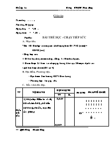 Giáo án Thể dục Lớp 12 - Tiết 10: Bài thể dục - Chạy tiếp sức