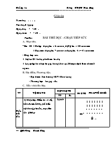 Giáo án Thể dục Lớp 12 - Tiết 6: Bài thể dục - Chạy tiếp sức