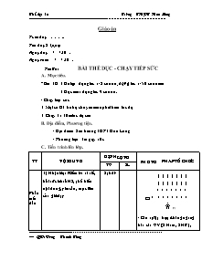 Giáo án Thể dục Lớp 12 - Tiết 8: Bài thể dục - Chạy tiếp sức