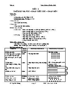 Giáo án môn Thể dục Lớp 11 - Tiết 8: Thể dục NĐ, PTC - Chạy tiếp sức - Chạy bền