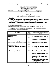 Giáo án Thể dục Lớp 1 - Tuần 1 đến Tuần 4 - Đỗ Thành Hiệp