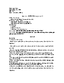 Giáo án Thể dục Lớp 11 - Tiết 18: Kiểm tra học kì I - Năm học 2012-2013