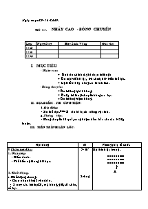 Giáo án Thể dục Lớp 11 - Tiết 23: Nhảy cao - Bóng chuyền