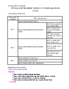 Giáo án Đại số và Giải tích Lớp 11 (CV5512) - Chương 5: Đạo hàm - Bài 1: Định nghĩa và ý nghĩa đạo hàm - Trường THPT Thái Phiên