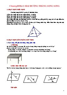 Giáo án Hình học Lớp 11 - Chương 2: Đường thẳng và mặt phẳng trong không gian. Hệ song song - Bài 2: Hai đường thẳng song song