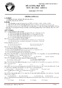 Đề cương học kì I môn Hóa học Khối 12 - Năm học 2019-2020 - Trường THPT Xuân Đỉnh