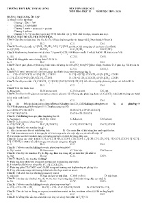 Đề cương học kì I môn Hóa học Lớp 12 - Năm học 2019-2020 - Trường THPT Bắc Thăng Long