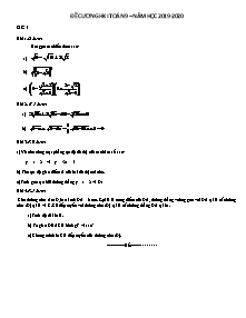 Đề cương học kì I môn Toán Lớp 9 - Năm học 2019-2020 - Trường THCS Chánh Phú Hoà