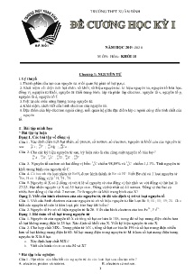 Đề cương học kỳ I môn Hóa học Lớp 10 - Năm học 2019-2020 - Trường THPT Xuân Đỉnh