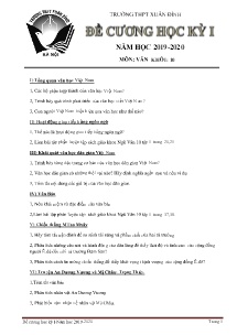Đề cương học kỳ I môn Ngữ văn Lớp 10 - Năm học 2019-2020 - Trường THPT Xuân Đỉnh