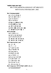 Đề cương khảo sát giữa học kỳ I môn Toán Lớp 6 - Năm học 2019-2020 - Trường THCS Long Toàn