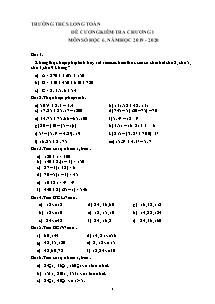 Đề cương kiểm tra môn Số học 6 - Chương I - Năm học 2019-2020 - Trường THCS Long Toàn