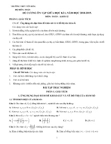 Đề cương ôn tập giữa học kì I môn Toán Lớp 12 - Năm học 2018-2019 - Trường THCS Yên Hòa