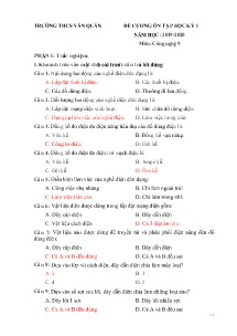 Đề cương ôn tập học kì I môn Công nghệ Lớp 9 - Năm học 2019-2020 - Trường THCS Văn Quán (Có đáp án)