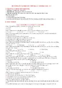 Đề cương ôn tập học kì I môn Địa lí Lớp 12 - Năm học 2018-2019 - Trường THPT Bắc Thăng Long