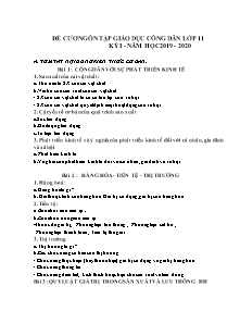 Đề cương ôn tập học kì I môn Giáo dục công dân Lớp 11 - Năm học 2019-2020 - Trường THPT Phúc Thọ