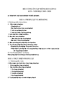 Đề cương ôn tập học kì I môn Giáo dục công dân Lớp 12 - Năm học 2019-2020 - Trường THPT Phúc Thọ