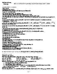 Đề cương ôn tập học kì I môn Hóa học Lớp 11 - Năm học 2017-2018 - Trường THPT Hai Bà Trưng