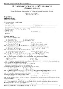 Đề cương ôn tập học kì I môn Hóa học Lớp 11 - Năm học 2019-2020 - Trường THPT Chu Văn An