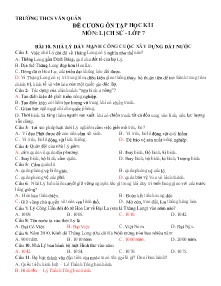 Đề cương ôn tập học kì I môn Lịch sử Lớp 7 - Năm học 2019-2020 - Trường THCS Văn Quán (Có đáp án)