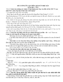 Đề cương ôn tập học kì I môn Lịch sử Lớp 8 - Năm học 2019-2020 - Trường THCS Văn Quán