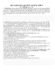 Đề cương ôn tập học kì I môn Lịch sử Lớp 9 - Năm học 2019-2020 - Trường THCS Nguyễn Du