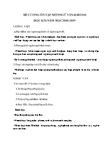 Đề cương ôn tập học kì I môn Ngữ văn Lớp 10 - Năm học 2018-2019 - Trường THPT Phan Bội Châu