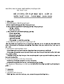 Đề cương ôn tập học kì I môn Ngữ văn Lớp 10 - Năm học 2019-2020 - Trường THPT Ngô Quyền