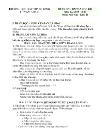 Đề cương ôn tập học kì I môn Ngữ văn Lớp 11 - Năm học 2019-2020 - Trường THPT Bắc Thăng Long