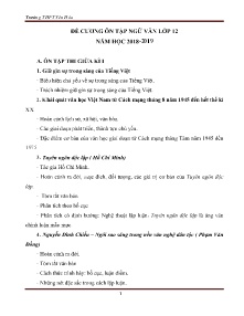 Đề cương ôn tập học kì I môn Ngữ văn Lớp 12 - Năm học 2018-2019 - Trường THPT Yên Hòa