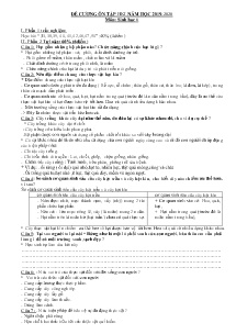 Đề cương ôn tập học kì I môn Sinh học Lớp 6 - Năm học 2019-2020 - Trường THCS Nguyễn Du