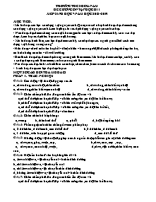 Đề cương ôn tập học kì I môn Sinh học Lớp 7 - Năm học 2018-2019 - Trường THCS Hòa Nam