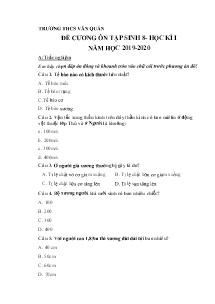 Đề cương ôn tập học kì I môn Sinh học Lớp 8 - Năm học 2019-2020 - Trường THCS Văn Quán
