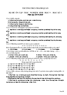 Đề cương ôn tập học kì I môn Sinh học Lớp 9 - Năm học 2019-2020 - Trường THCS Thanh Quan