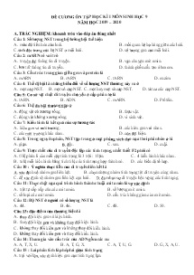 Đề cương ôn tập học kì I môn Sinh học Lớp 9 - Năm học 2019-2020 - Trường THCS Văn Quán
