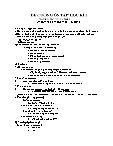 Đề cương ôn tập học kì I môn Tiếng Anh Lớp 7 - Năm học 2018-2019 - Trường THCS Võ Trứ