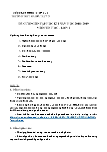 Đề cương ôn tập học kì I môn Tin học Lớp 12 - Năm học 2018-2019 - Trường THPT Hai Bà Trưng