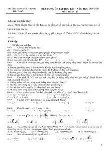 Đề cương ôn tập học kì I môn Toán Lớp 10 - Năm học 2019-2020 - Trường THPT Đức Trọng