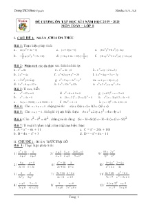 Đề cương ôn tập học kì I môn Toán Lớp 8 - Năm học 2019-2020 - Trường THCS Phước Nguyên