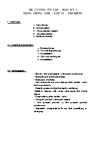 Đề cương ôn tập học kỳ I môn Tiếng Anh Lớp 12 (Thí điểm) - Năm học 2019-2020 - Trường THPT Yên Hòa