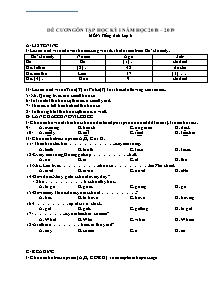 Đề cương ôn tập học kỳ I môn Tiếng Anh Lớp 6 - Năm học 2018-2019 - Trường THCS Võ Trứ