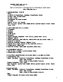 Đề cương ôn tập học kỳ I môn Tiếng Pháp Lớp 10 - Năm học 2019-2020 - Trường THPT Chu Văn An